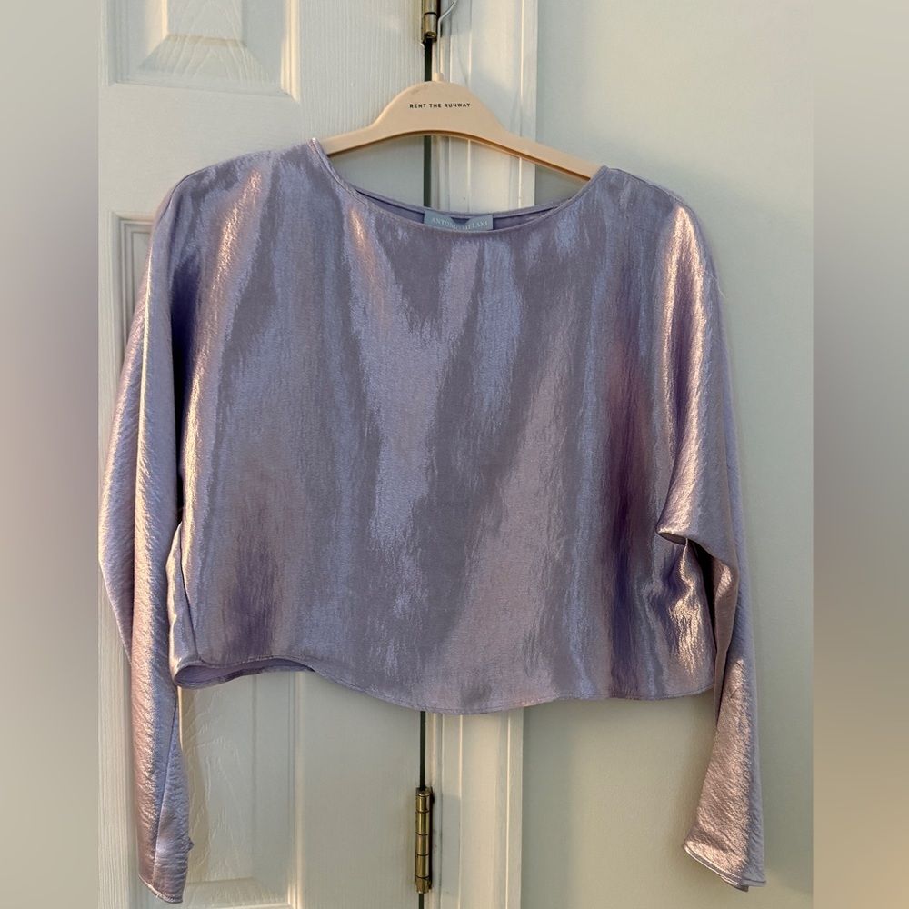 ANTONIO MELANI Metallic Lavender Long Sleeve Top